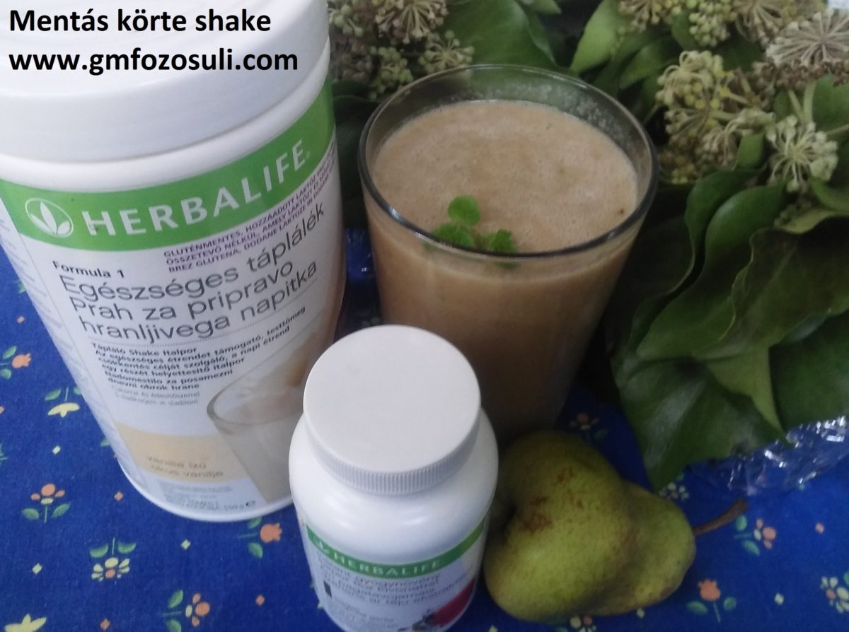 Mentás körte shake Herbalife gluténmentes Reggeli Program módra
